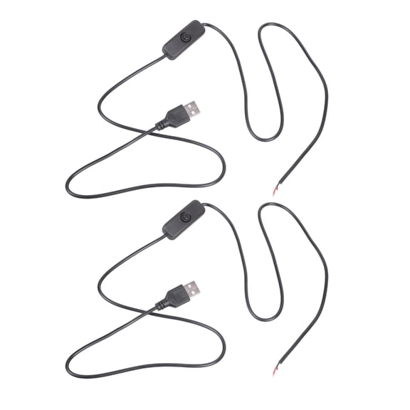 5V1A USB Power Supply Cable with Switches 2 Pin Bare Wire Ends Replace Repair Cable Suitable for Fan Light Projects