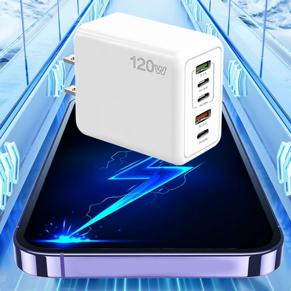 5V2.4A USB Wall Charger, 5-Port 12W Desktop Power Adapter – 3 Type-C & 2 USB-A Ports, Multi-Device Charging Station for iPhone, Android, Tablet, Headphones (US Standard)