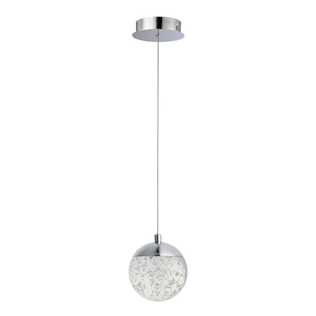 Polished Chrome LED Globe Pendant with Crystal Bubble Shade