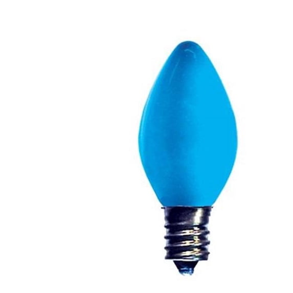 5W C7 Christmas Ceramic Color Light Bulbs, Ceramic Blue - Pack of 25