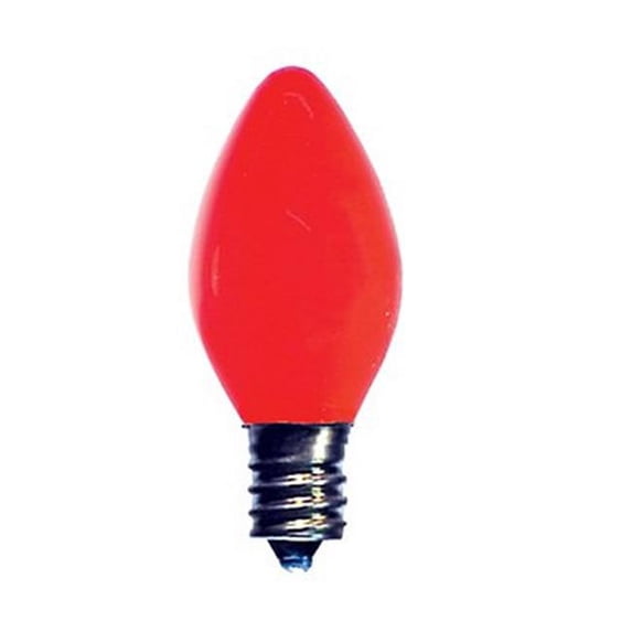 5W C7 Christmas Ceramic Color Light Bulbs, Ceramic Red - Pack of 25