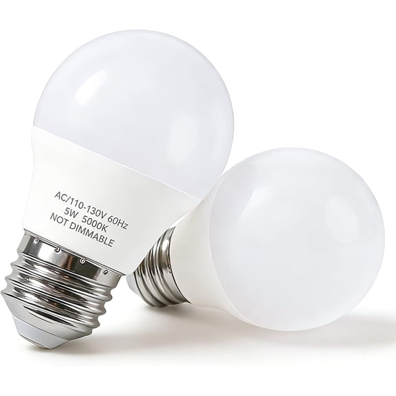 5W LED Refrirator Light Bulbs 40 Equivalent, A15 Small Applicance Light Bulb E26 Medium Base, 120V Waterproof Frid Bulbs Daylight White Freezer Home Lighting Lamp Non-dimmable, 2 Pack