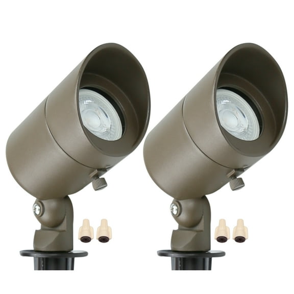 5W Landscape Spotlights (2-Pack) | Low Voltage Outdoor Spot Lights - 12V 3000K Outdoor LED Spotlight | Landscape Spotlight for House Lighting Tree Lighting | MR16 5W LED Bulb (Bronze)