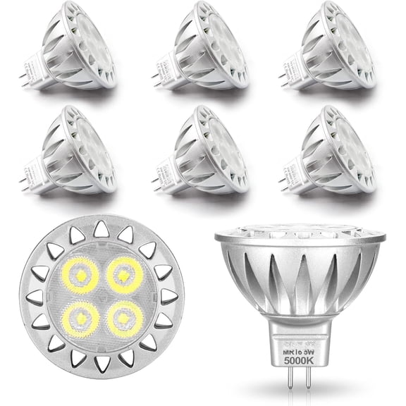 5W MR16 5000K Daylight White Led Bulbs GU5.3, MR16 20W 50 Watt Halogen Replacement, 12V Low  Light Bulb for Accent Outdoor Landscape Track Lighting,Not Dimmable,500lm,38 Deg,6 Pack