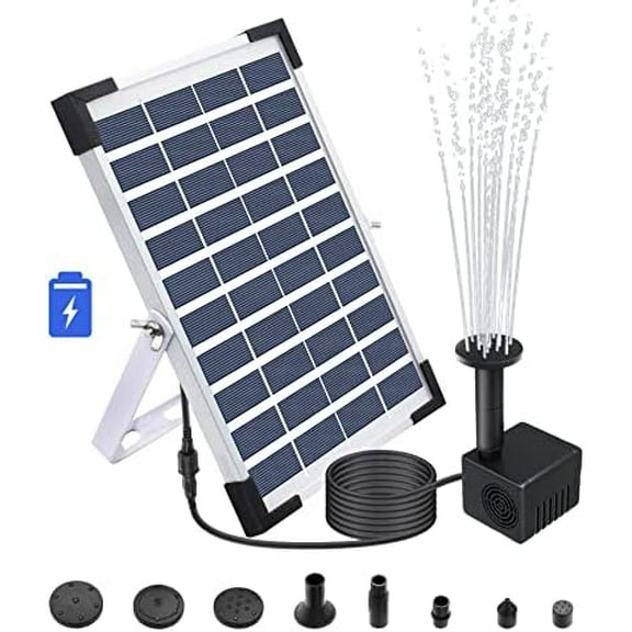 5W Solar Fountain Pump with Battery Backup for Patio Pool Koi Pond Bird Bath Garden Decoration Submersible Solar Powered Water Pump Kit