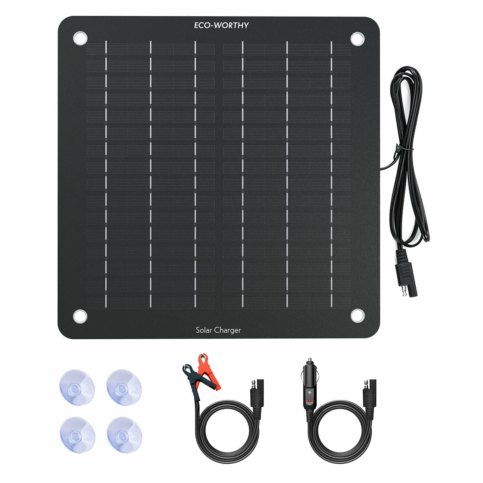 ECO-WORTHY 5W Solar Panel 12V Trickle Charge Battery Charger Kit Maintainer Boat RV Car