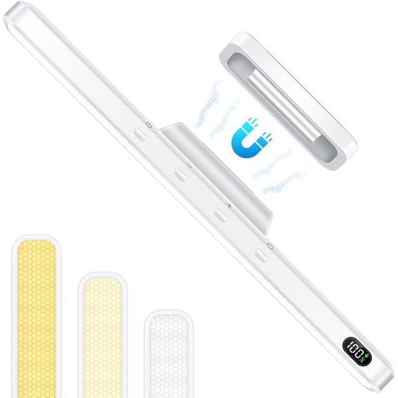 5W Vanity Lights for Mirror, Eye-Friendly Mirror Light, 2500mah Rechargeable Under Cabinet Lights with Display, Button Control Light Bar for Closet, Bathroom and Desk