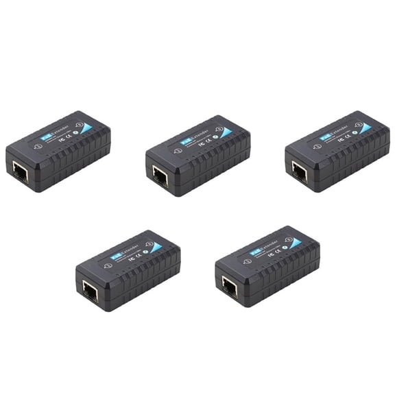 5X 1 Port POE Extender 10/100Mbps with IEEE 802.3Af Standard Input/Output for IP Camera Transmission Distance 120 Meters