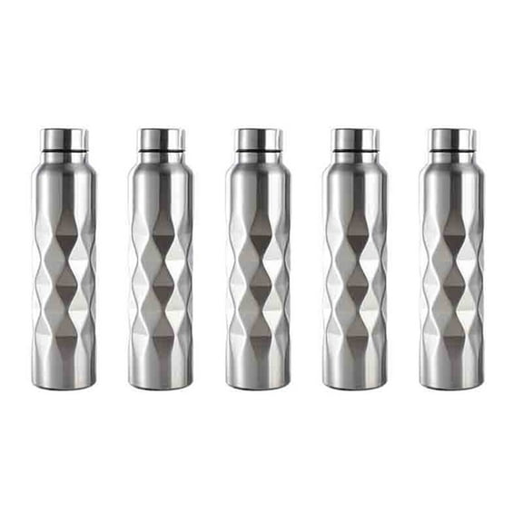 5X 1000Ml Single-Wall Stainless Steel Water Bottle Gym Sport Bottles Portable Beer Drink Bottle,5 x Water Bottle,Silver