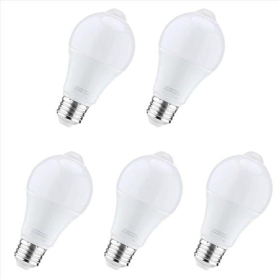 5X 12W Motion Sensor Light Bulb,Outdoor/Indoor Movement Activated Security LED Bulb,1000LM,E26/B22,3500K Warm White,5x 12W Light Bulb,White