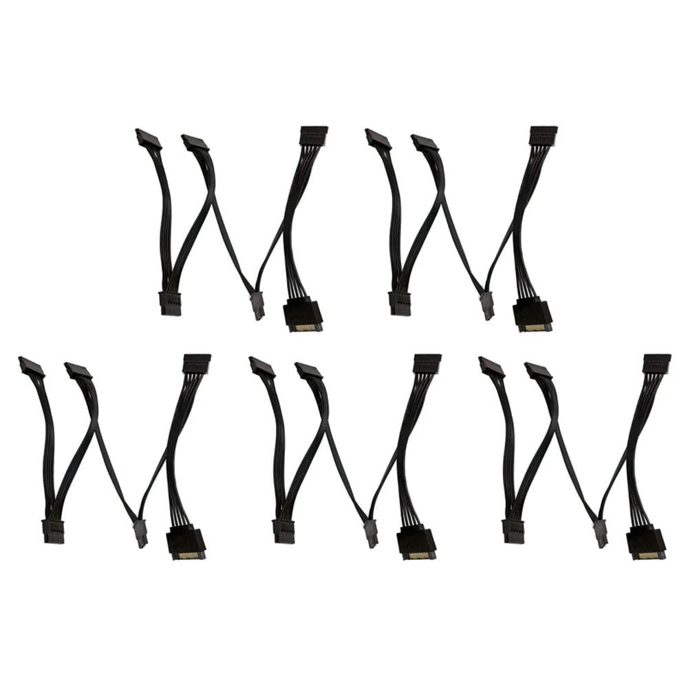 5X 15 Pin SATA Power Extension Hard Drive Cable 1 Male To 5 Female Power Supply Splitter Adapter Cable For DIY PC Sever