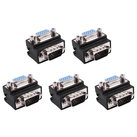5X 15-Pin VGA Male to Female M/F Right Angle Adapter