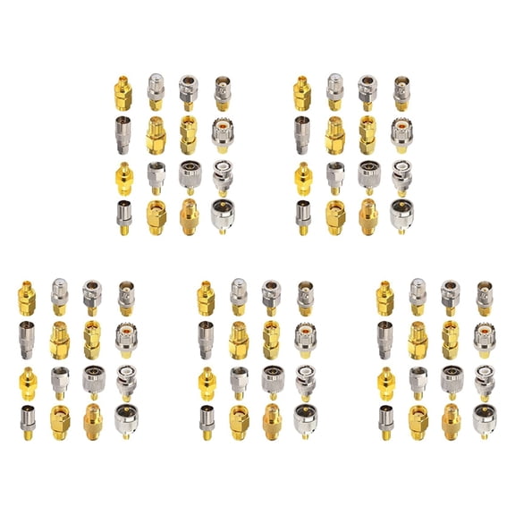 5X 16 Type SMA Connectors SMA Adapter Kits SMA to MCX/TV/F/BNC/UHF/RP-SMA Straight Type Gold Plated