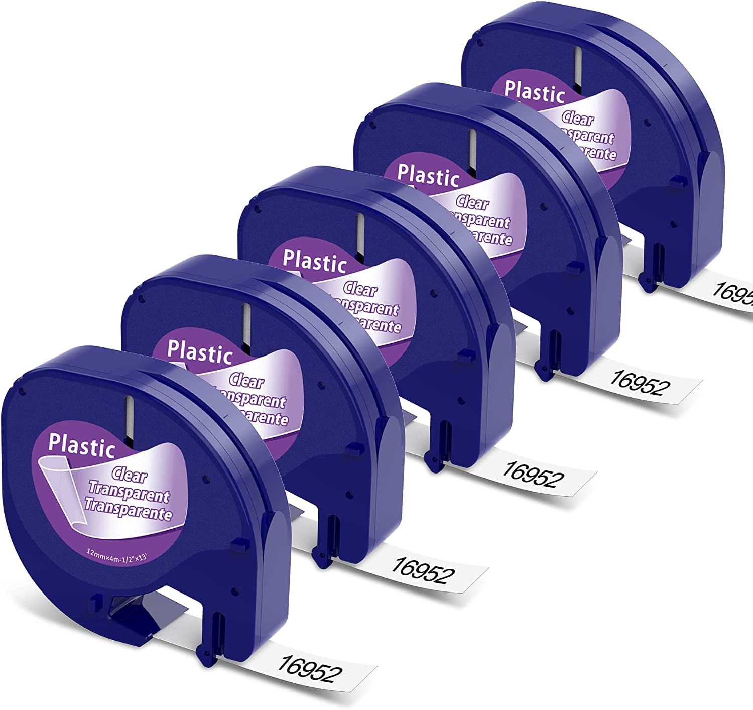 5X 16952 Letratag Plastic Clear Label Tape Compatible with Dymo