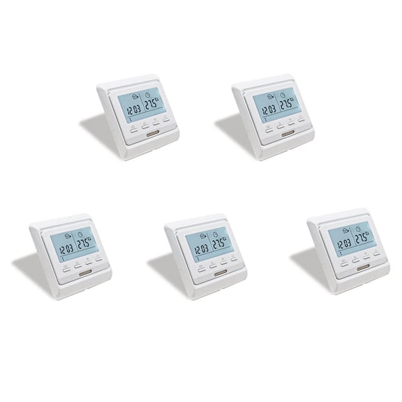 5X 16A 230V LCD Programmable Warm Floor Heating Room Thermostat Thermoregulator Temperature Controller Manual Mechanical,5 x LCD Programmable Temperature Controller 5 x sensor 10 x screw,White