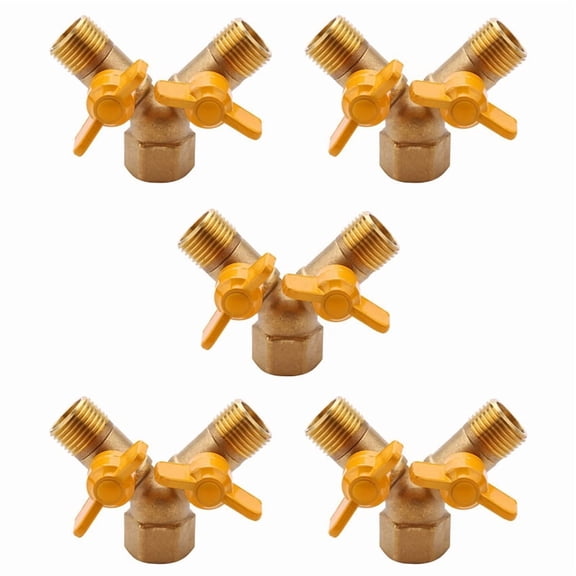 5X 2 Way 1/2 Inch Faucet Adapter Outside Garden Irrigation Tap Adapter and Hose Divider