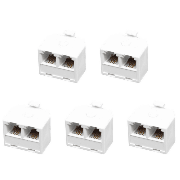 5X 2-Way 6P4C RJ11 Modular Phone Telephone Wall Adapter and Splitter for Landline Telephone