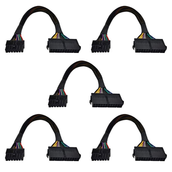 5X 24 Pin to 14 Pin ATX PSU Main Power Adapter Braided Sleeved Cable for for PC and Servers 12-Inch(30cm),5 Adapter Braided Sleeved Cable,black