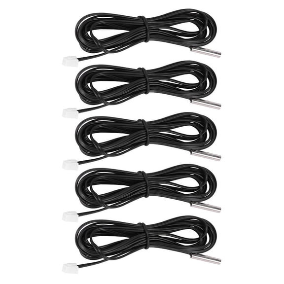 5X 2M Thermistor Temperature Sensor Waterproof Probe Wire 10 K 1% 3950 Black,5 x 10 K 1% 3950 Temperature Sensor,Black