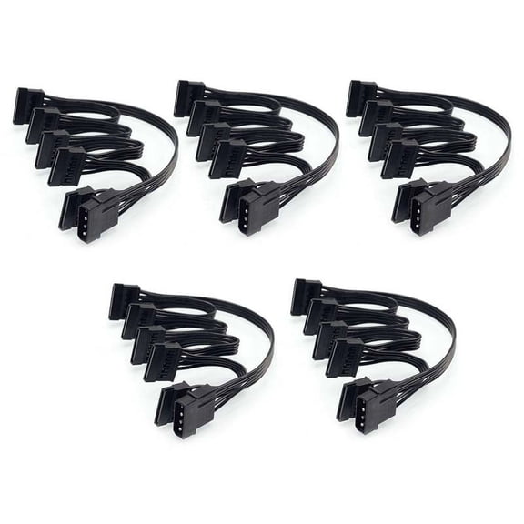 5X 4Pin IDE to 5-Port Power Supply Cable 4Pin Molex to Multi SATA Port 18AWG Wire Power Cord For Hard Drive HDD SSD PC