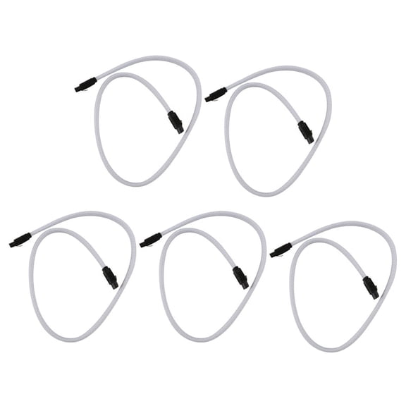 5X 50CM 3.0 III SATA3 7Pin Data Cable 6Gb/S SSD Cables HDD Hard Disk Data Cord Premium Version(White),5 x SATA3 7pin Data Cable,White