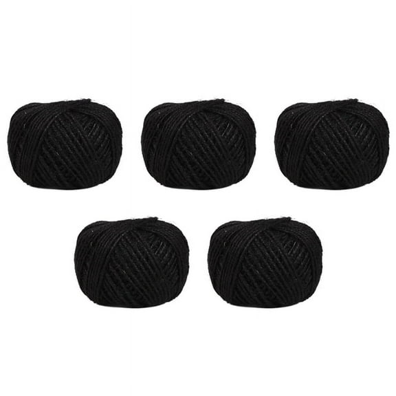5X, 50m String Jute Rope for Crafts Scrapbooking Gardening - Black