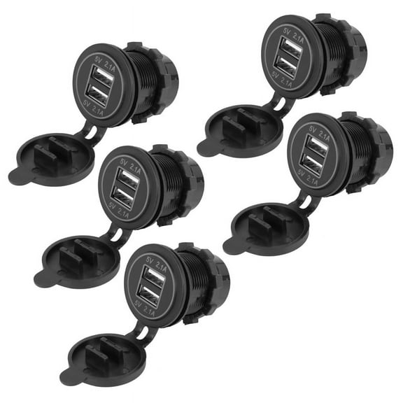 5X 5V 4.2A Dual 2USB Charger Socket Adapter Power Outlet for 12V 24V Car Motorcycle(Blue)