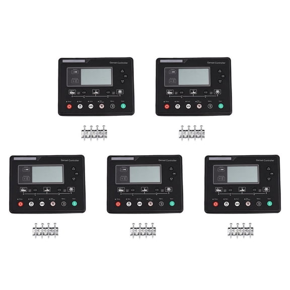 5X 6120U AMF Generator Set Controller LCD Automatic Genset Ats Control Box Terminal Charge Panel Alternator,5pcs Generator Set Controller,Black