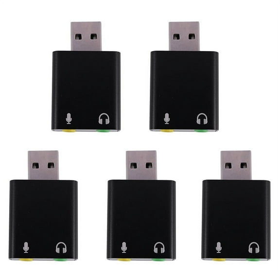 5X 7.1-Channel Aluminum Alloy USB Sound Card Computer External Sound Card USB7.1 Sound Card Analog Sound Card