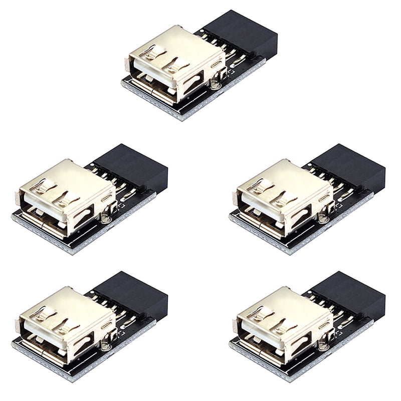 5X 9Pin to 1 Port USB Adapter Connector PC Internal Motherboard 9Pin to ...