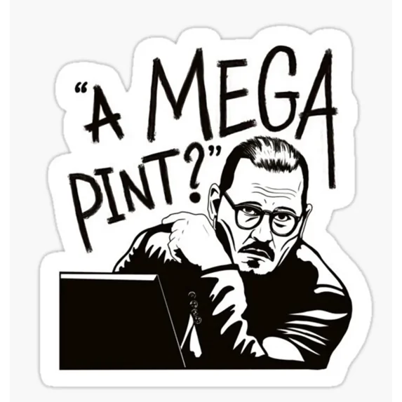 5X A Mega Pint? Johnny Depp Portrait Stickers, Heard, Glass, Wine