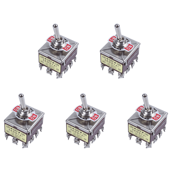 5X AC 380V 10A ON/OFF/on 3 Positions 12 Pin Latching Toggle Switch 4PDT