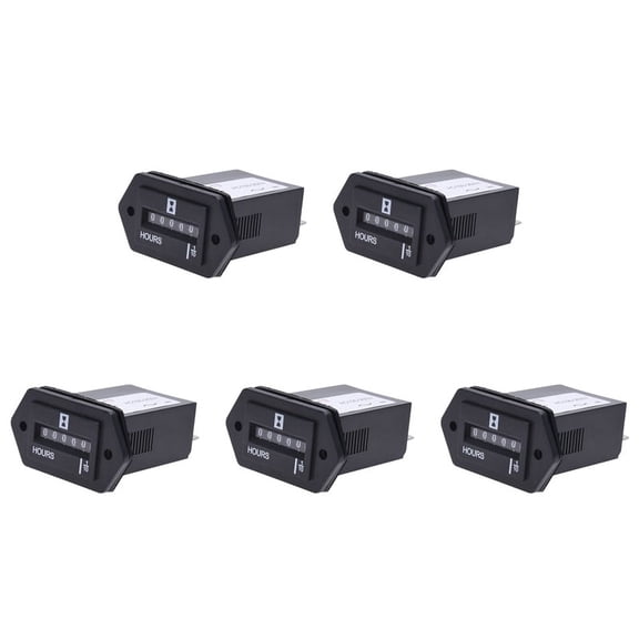 5X AC100-250V Electromechanical Hour Meter Counter,5 x Hour Meter,Black