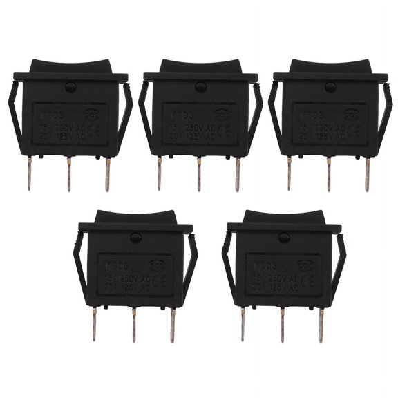 5X AC15A/250V 20A/125V 3 Pin SPDT ON-OFF-ON 3 Position Snap Rocker Switch