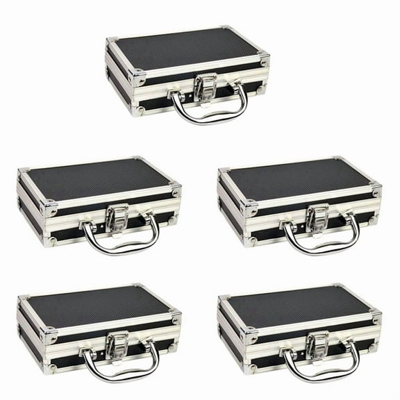 5X Aluminum Alloy Toolbox Accessories Storage Box Practical Aluminum Suitcase Portable Handle Small Toolbox Storage Box,5 x suitcase,Silver & Black