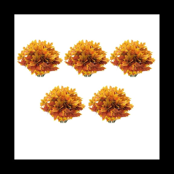 5X Artificial Maple Leaves Branches Autumn Leaves 5 Bundles Fall Decorations Outdoor UV Greenery Shrubs Plants,25*Artificial Maple Leaves,Orange red