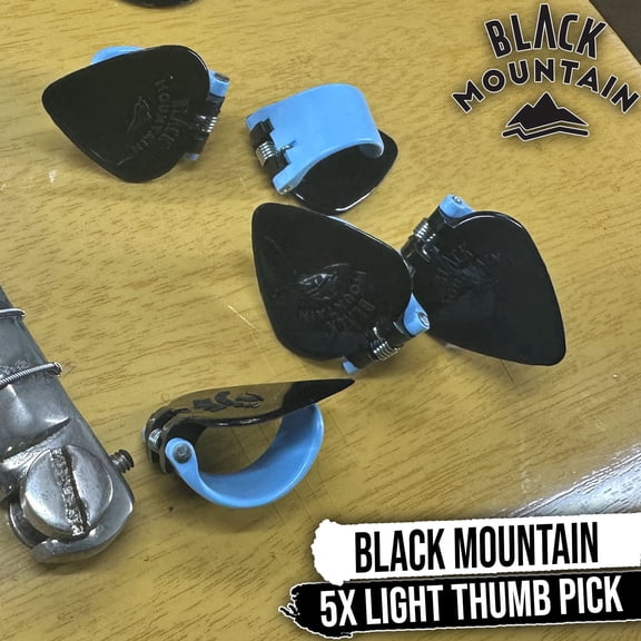 5X BLACK MOUNTAIN Spring Loaded Guitar Thumb Picks | Light Gauge Universal Fit