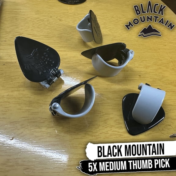 5X BLACK MOUNTAIN Spring Loaded Guitar Thumb Picks | Medium Gauge Universal Fit