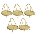 thumbnail image 1 of 5X Bamboo Weaving Straw Baskets Tier Rack Wicker Fruit Food Storage Kitchen Decorate Round Plate Stand Single Layer, 1 of 10
