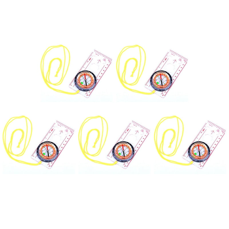 5X Baseplate Ruler Compass Map Scale Magnifier with Strap Camping Hiking OCOMP7198