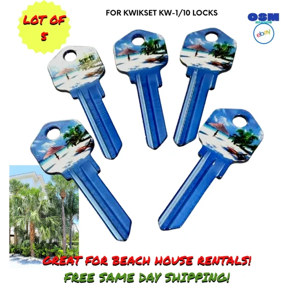5X-Beach House Rental Keys Uncut New House Key Blank-Home House Kwikset Kw-1