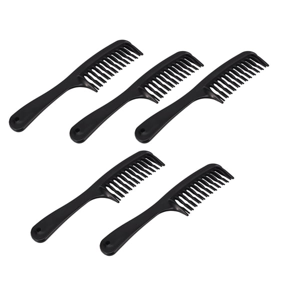 5X Black Double Row Tooth Detangler Hair Comb Shampoo Comb with Handle for Long Curly Wet Hair