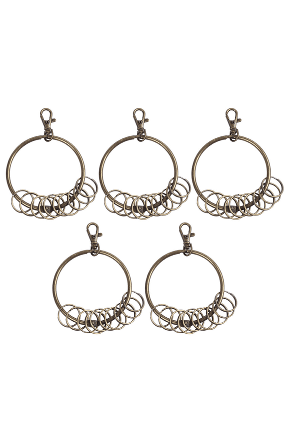 5X Bronze Tone Carabiner Prisoner Keyring 10 Key Chain Ring 7.6cm