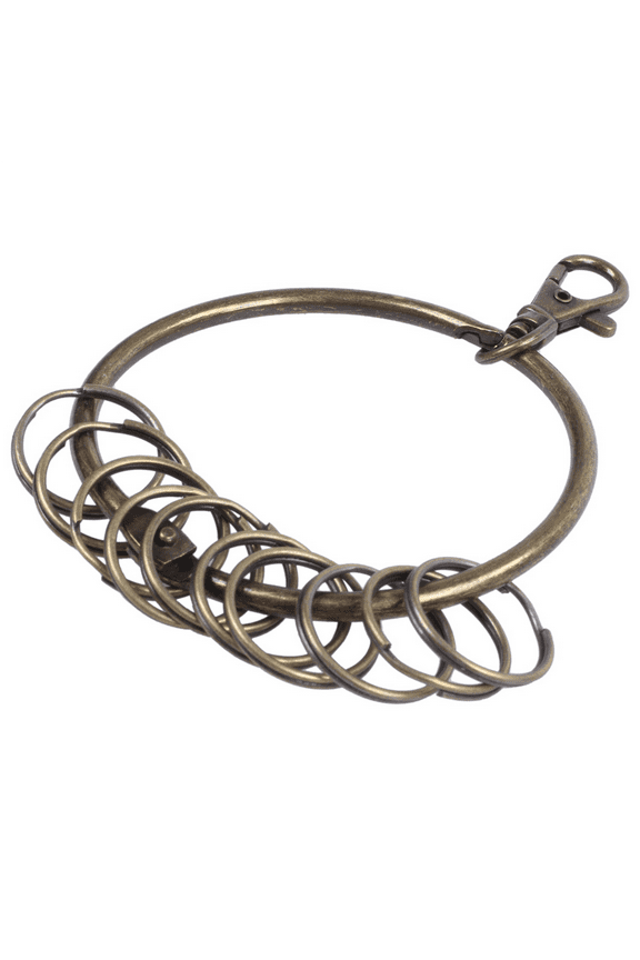 2X Bronze Tone Carabiner Prisoner Keyring 10 Loops Key Chain Ring 7.6cm