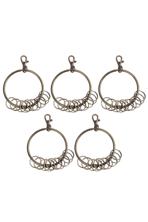 5X Bronze Tone Carabiner Prisoner Keyring 10 Loops Key Chain Ring 7.6cm