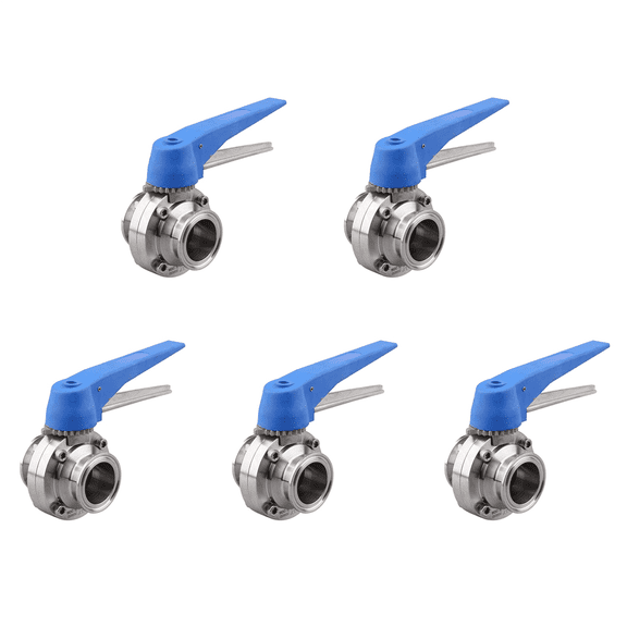 5X Butterfly Valve with Blue Trigger Handle Stainless Steel 304 Tri-Clamp (1.5 Inch Tri Clamp Butterfly Valve)