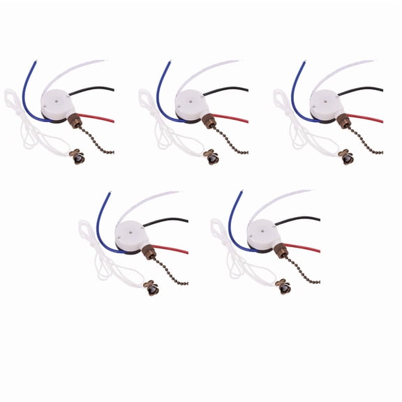 5X Ceiling Fan Switch Kit 3 Speed 4 Wire, Zipper Speed Control Switch, ZE-208S Pull Wire Switch with Rope Bronze,5 x ZE-208S ceiling fan switch,Bronze & White