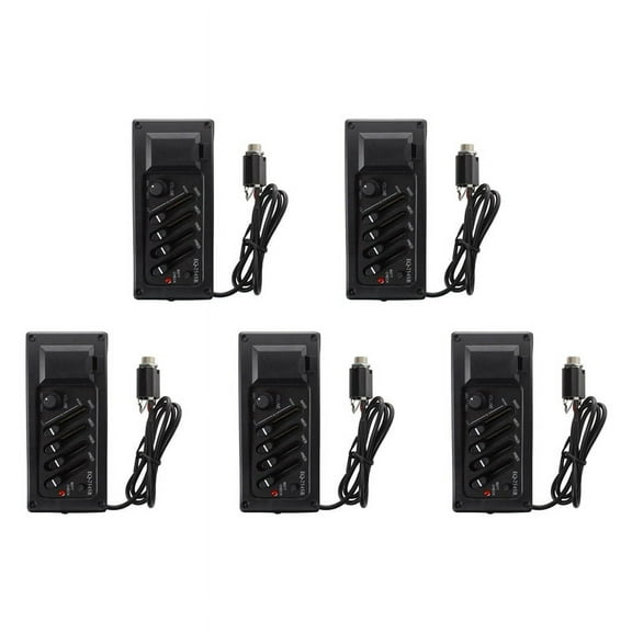 5X Complete Kit EQ Pre-Amp Plus Pickup for Acoustic Guitar 7545R-4 Bands Plus Volume Control,Supplied with A Battery Box,black