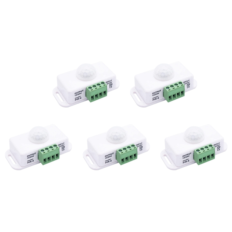 5X DC 12V 24V PIR Motion Sensor Function Controller LED Switch Body ...