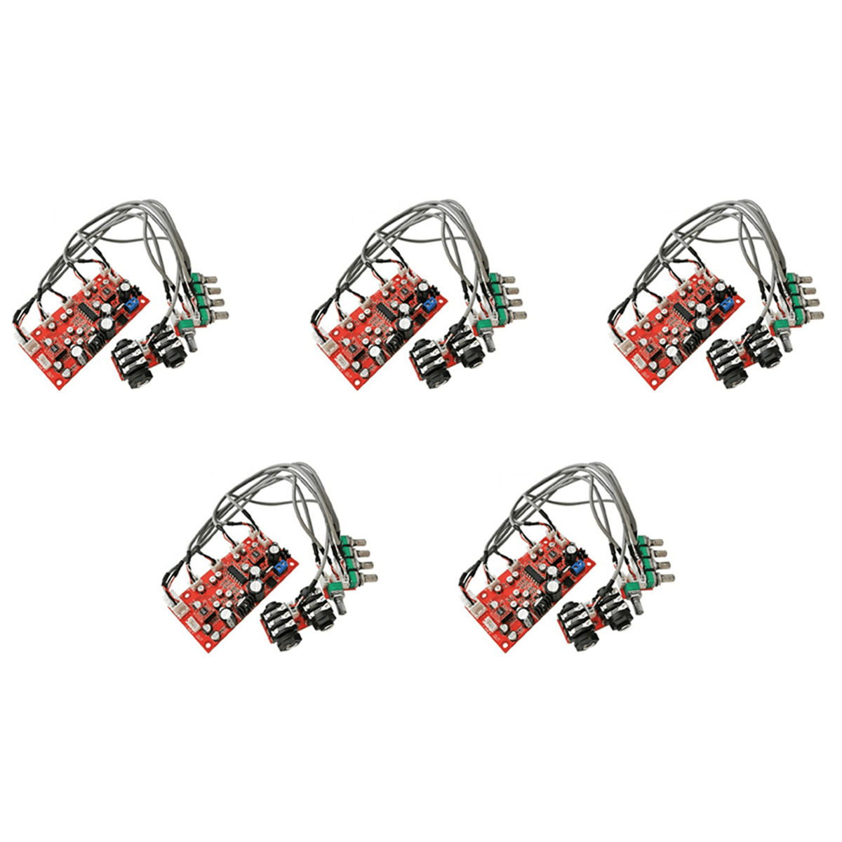 5X DC 12V 24V PT2399 Digital Mic Audio Amplifier Board Karaoke Plate Reverb Preamplifier Reverberator OP275 Op Amp,5 * Audio Amplifier Board,Red